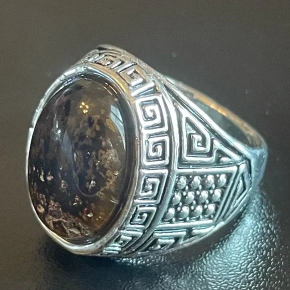 Tigers eye stone silver ring size 9 - Picture 3 of 9